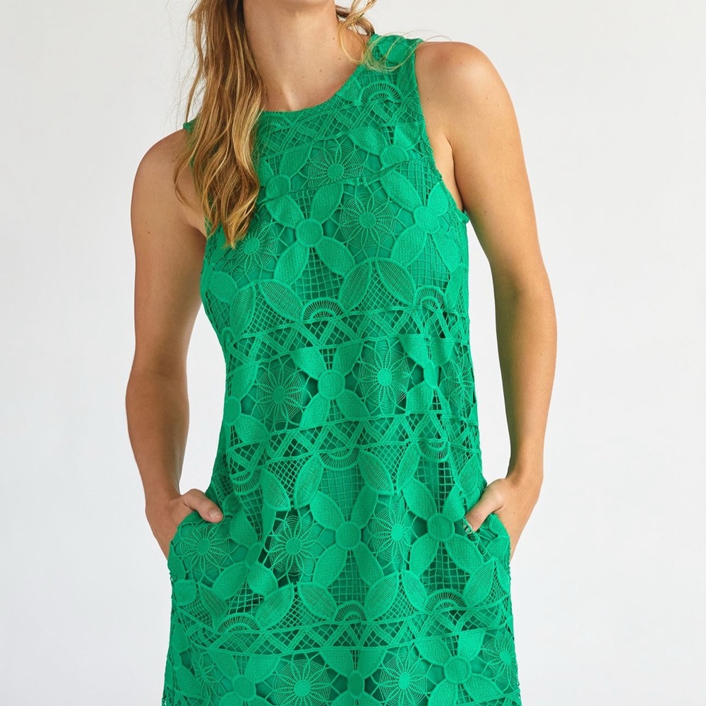 Anthropologie Emerald Green Lace Swim Cover-Up